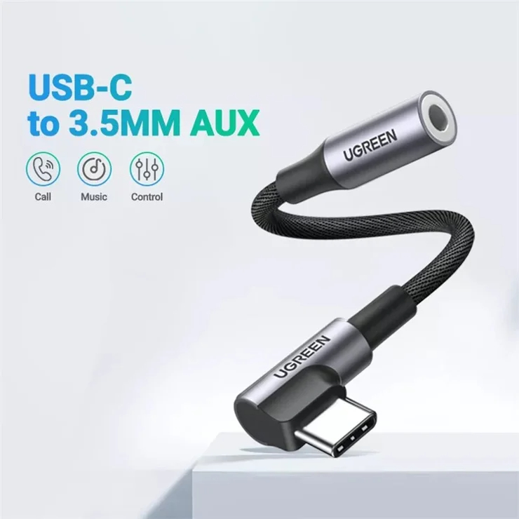 UGREEN Original Lot USB Type C to 3.5mm Cable Headphone AUX Jack Adapter USB C to Aux Audio Cord DAC Chip For Google Pixel, Xiaomi, OnePlus, Vivo , Oppo, universaal compatibly  For All Mobiles