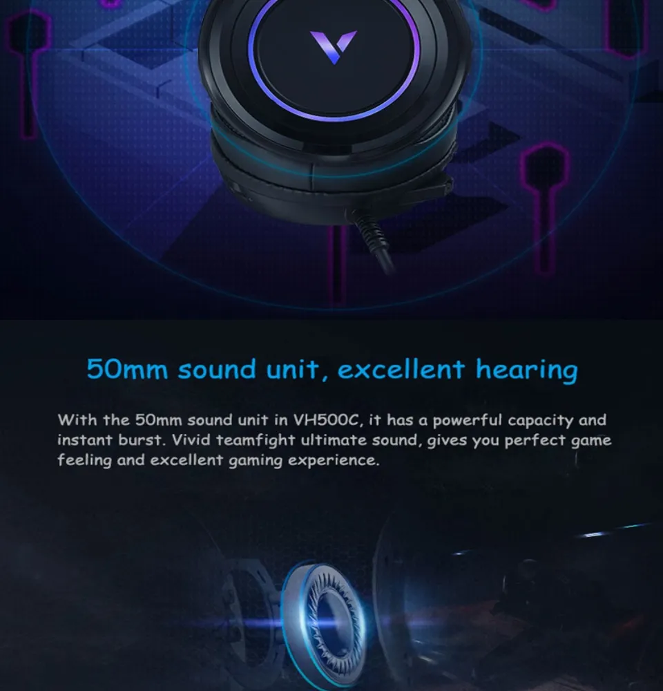 RAPOO VH500C Wired USB RGB Gaming Headphones 7.1 Channel Headset with Short Microphone 14 bf057cdce8888d158a3a2da7aa06fa98