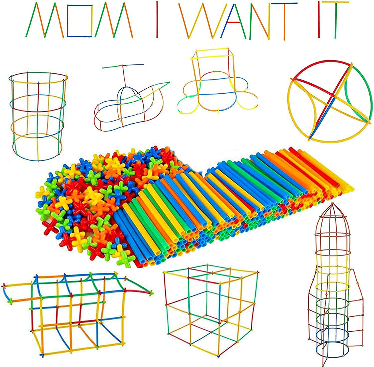 Straws Building Construction Puzzle games Children's Puzzle Straw Blocks Pipette Stitching Assembly Straw Build Blocks Creative learning games Toy for kids
