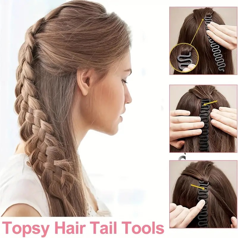 6PCS Hair Braiding & Ponytail Styling Tool Set – Zig Zag Ponytail Makers, DIY Hair Braids Tools, Professional Hair Styling Accessories for Women & Girls
