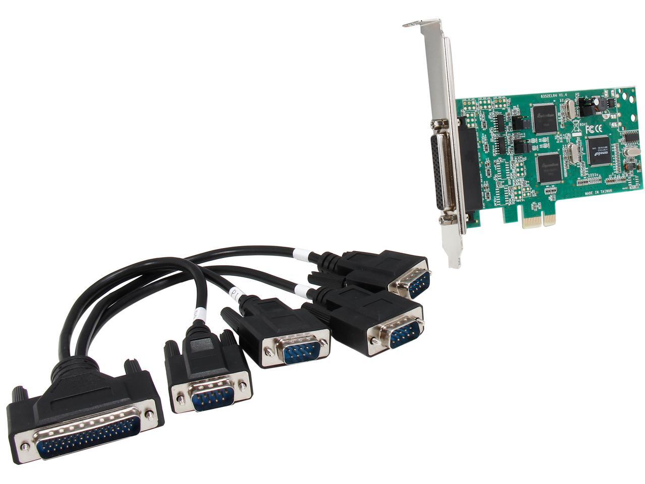 PCIE 4 Port Serial Expansion Card Convertor DB9 (RS-232) Parallel Cable Converter (Genuine)