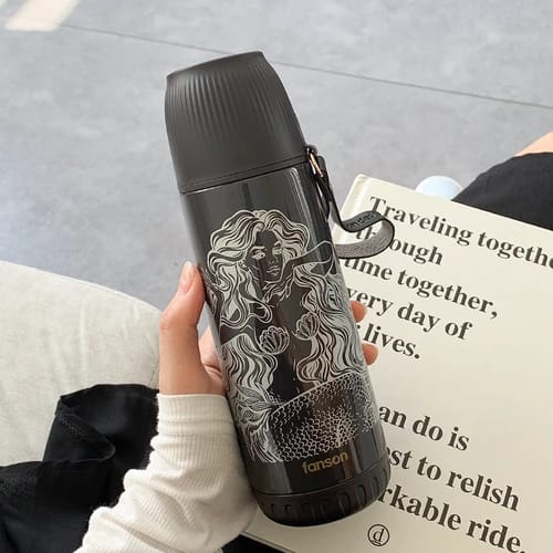 Mermaid Creative Stainless Steel Water Bottle 380Ml Vacuum Flask For Hot Or Cold Water Bpa-Free Made With Double-Wall Safe And Non-Toxic Materials