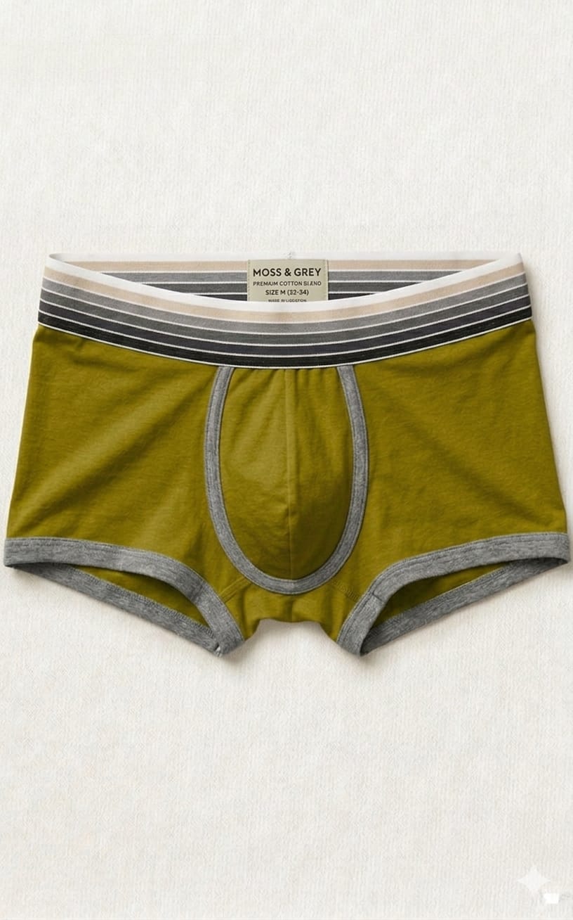 Premium Cotton-Blend Men’s Trunks Boxer Underwear| Ultra-Soft Breathable Cotton Trunks with Contrast Piping & Striped Waistband