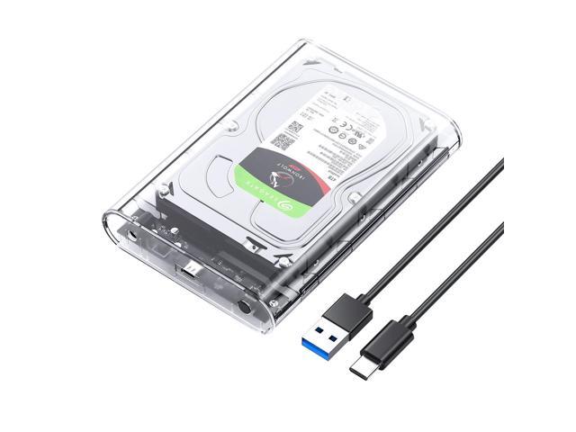 USB 3.0 Portable HDD SSD 2.5" Hard Drive External Case Transparent & Black – 5Gbps High Speed SATA Enclosure For PC Laptop (Only Case)