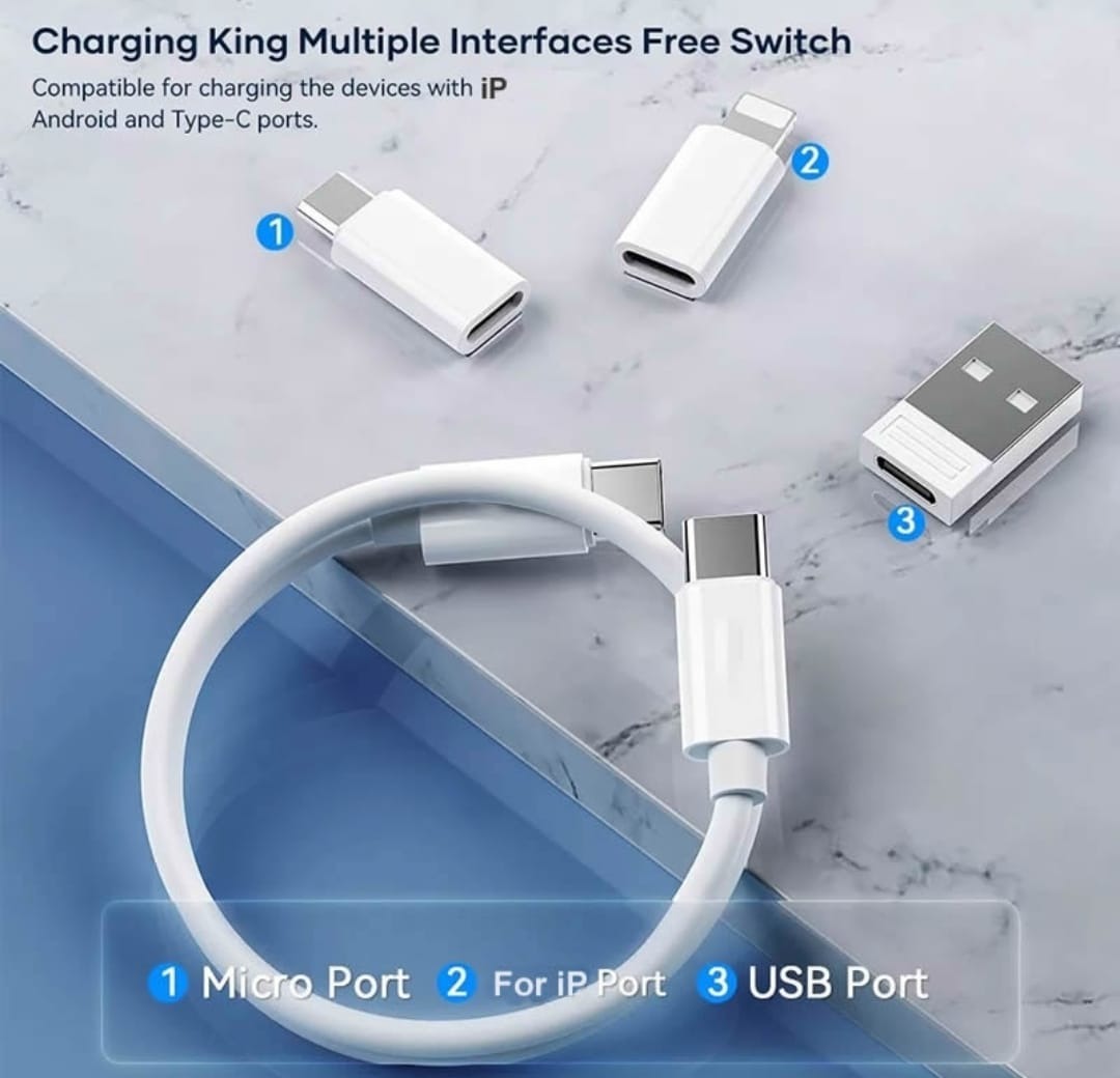 Mini Multi-Functional Fast Charging Data Cable Set for Android, Type C with Storage Box, Compact and Portable Travel Set