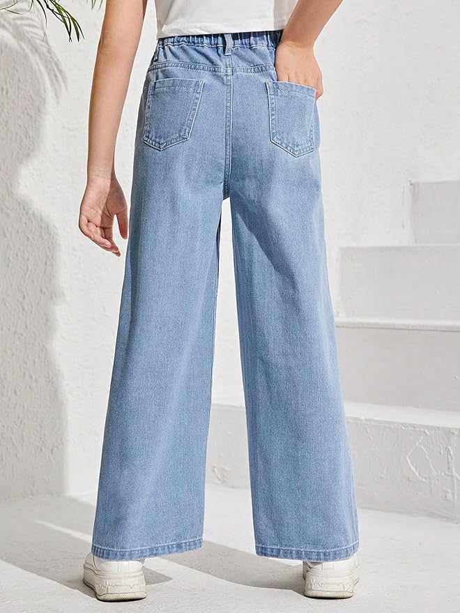 HER'TESORO Flowers Print Wide Leg Jeans For Women