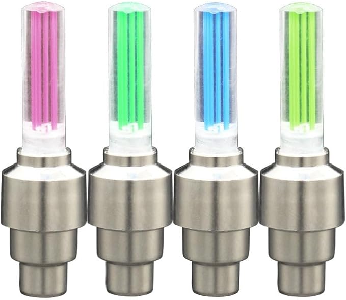 2 pcs LED NEON Light Tire Valve Stem Cap For Bike Bicycle Car Motorcycle Wheel Tire Lamp Decorative Wheel Tire Lamp for car/jeep/ bikes / cycle