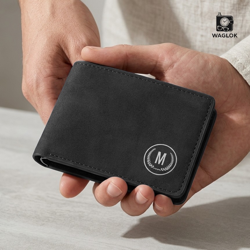 M-Design Soft Leather Bifold Wallet for Men – Compact Card Holder with ID Window & Dual Cash Compartments