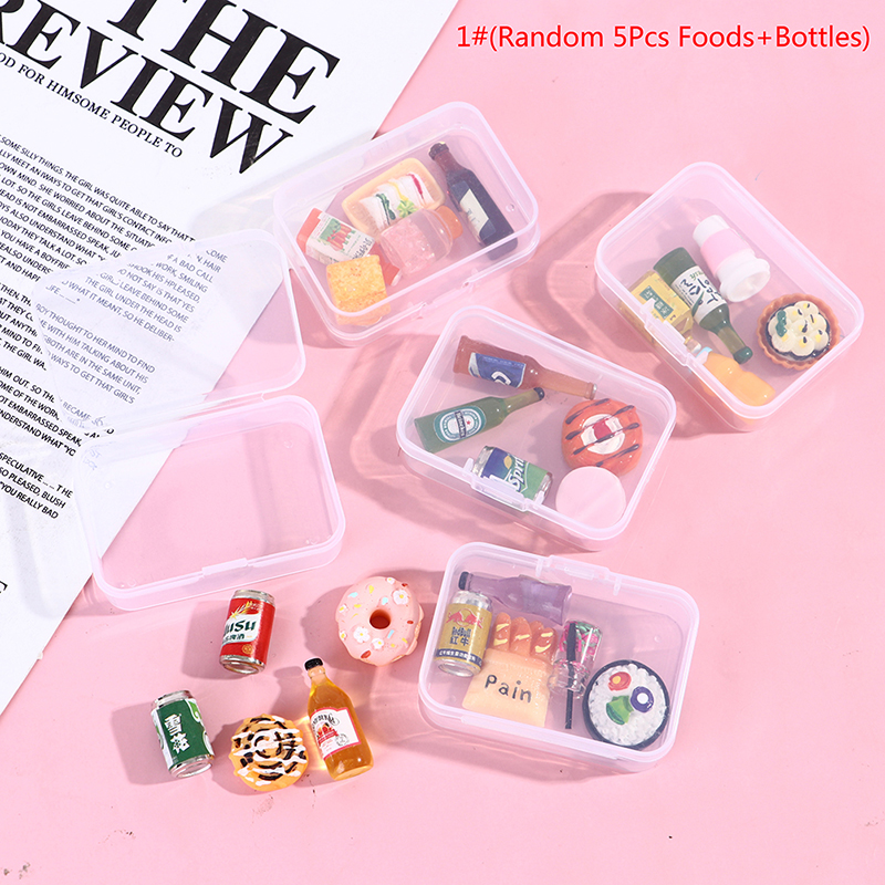 5Pcs112 Dollhouse Mini Drink Bottle Food Dessert Plate Pretend Play