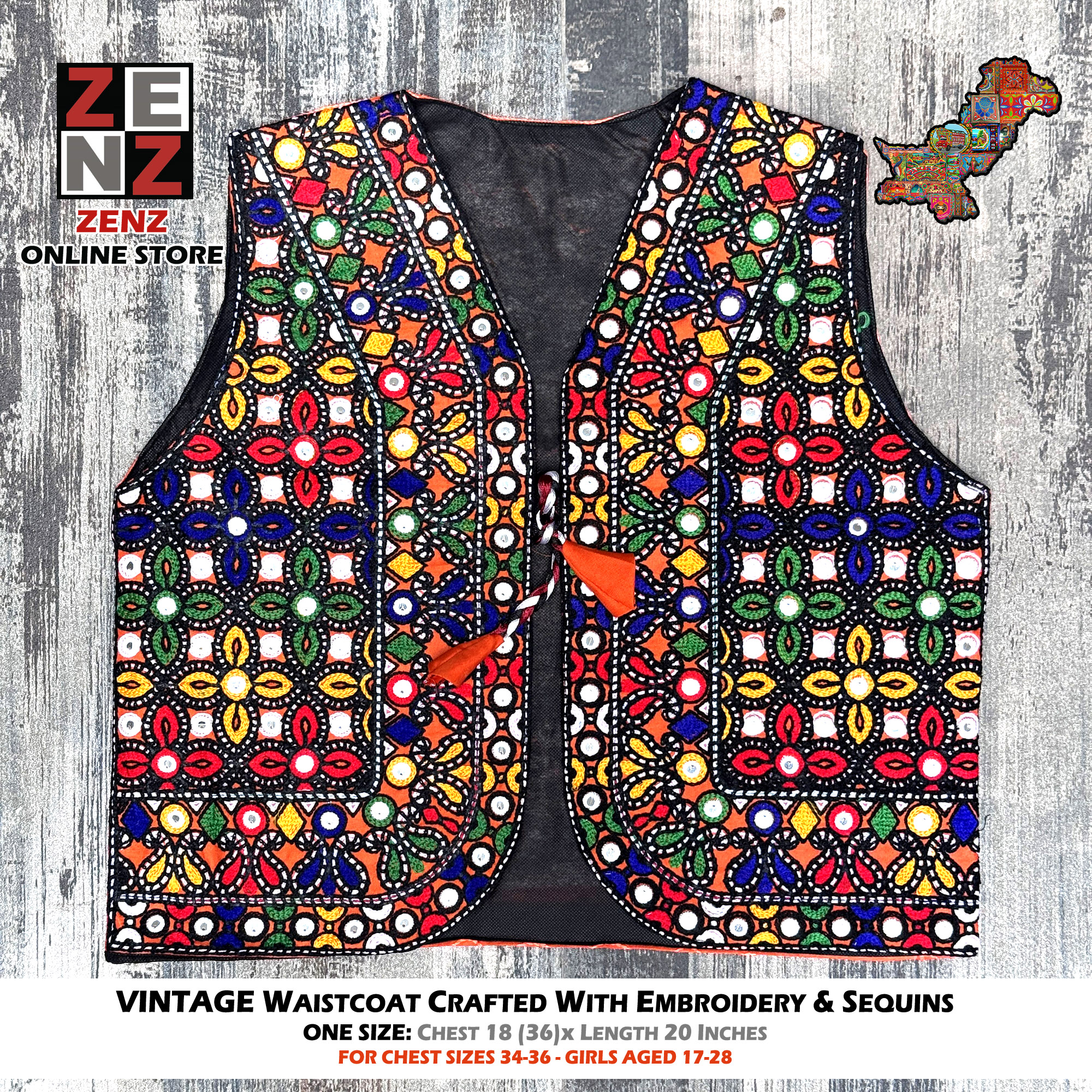 Sindhi Embroidered Womens Waistcoat Koti for Adult Females Girls  crafted with Embroidery & Reflective Sequins Waist Coat Sleeveless