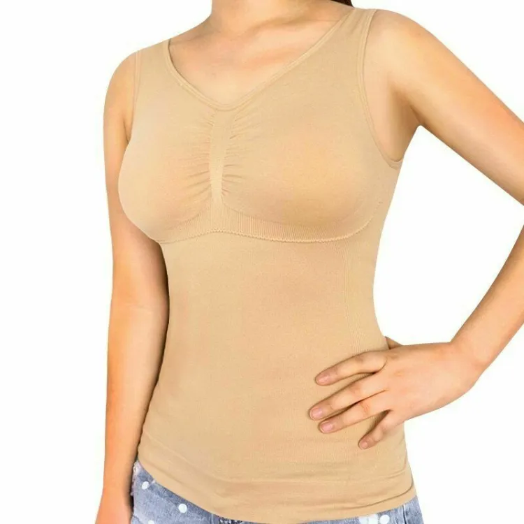Camisoles with Built in Bra Padded Compression Tank Tops Camisole Slip for  Women