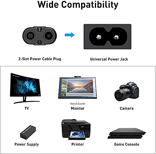 2 Pin AC Power Cable Cord for Laptop/ Adapter/LED TV, Printer ,PC Notebook Computer, Play Station,Tape Recorder, Camera black ( 100% branded ) black 1.2 meter