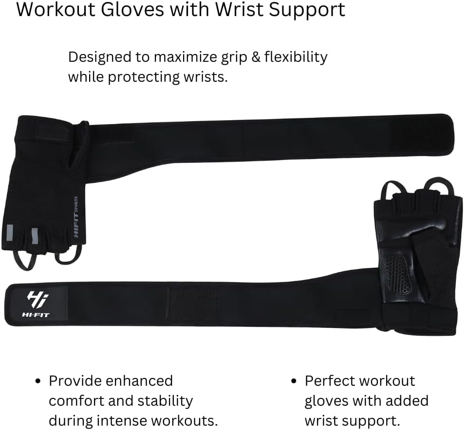 Hi-Fit  Weightlifting Gym Gloves for Workout,Full Protection Gym Cross Training Pull Ups Exercise