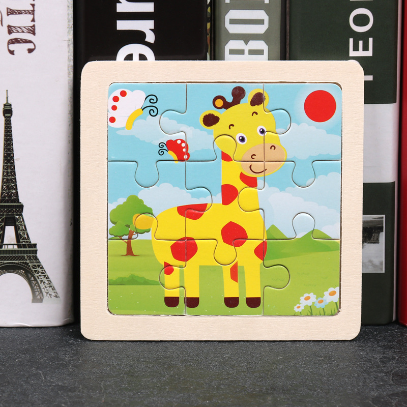 Montessori Wooden Picture Puzzles for Kids — 12 Colourful Animal Boards, 9-Piece Each for Hand-Eye & Problem Solving