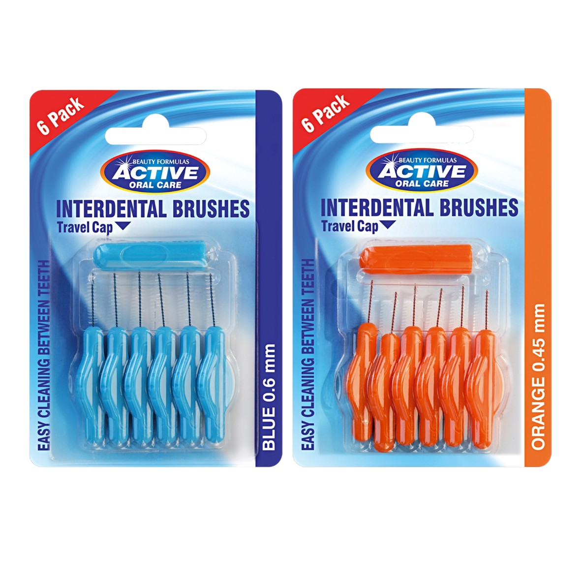 Beauty Formulas Interdental Brushes – 0.45mm & 0.6mm | With Travel Cap for Effective Oral Care
