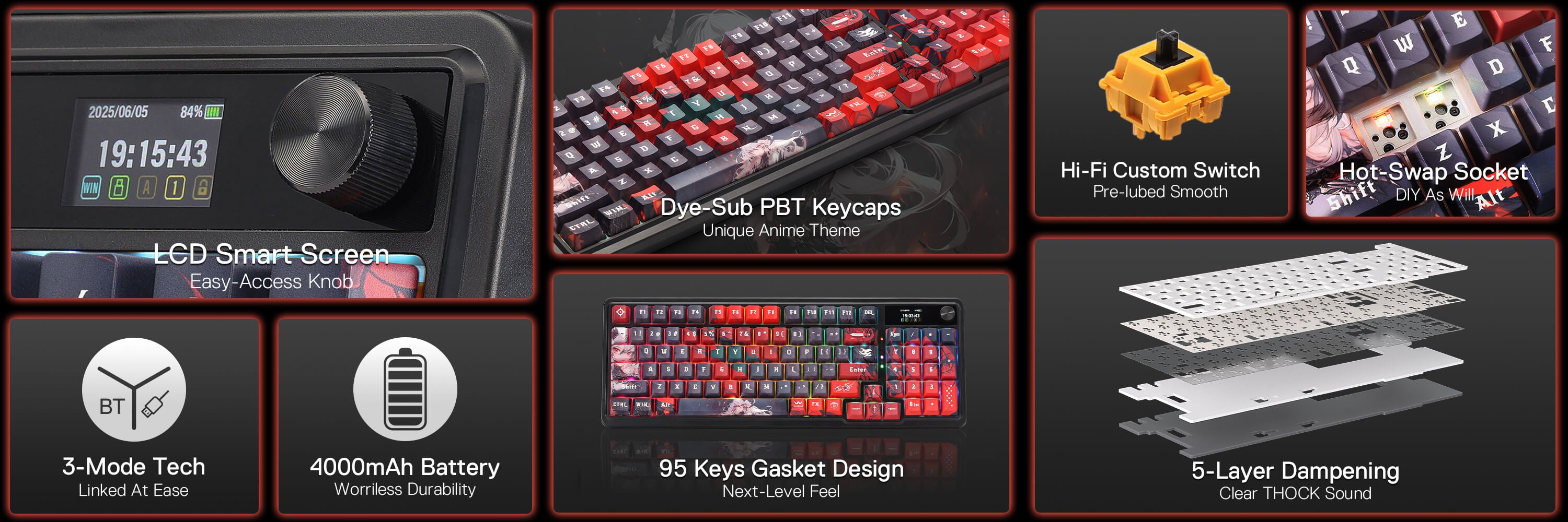 Redragon ARTEMIS K719 PRO Anime Wireless Gasket Gaming Keyboard with Hype Screen & Knob, 95 Keys Mechanical Keyboard with Custom Linear Switch 17 bf8e87a336dffb01cb429ee1d3c0b6f1