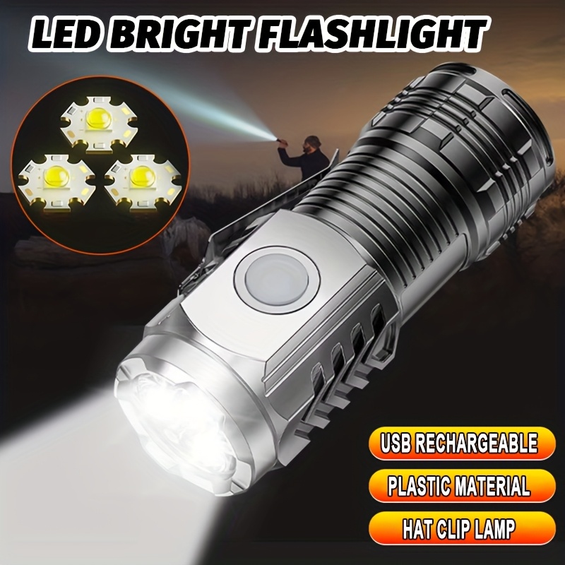 Portable Cheerful Shark Three-Eyed Creature Mini LED Flashlight Ultra Bright High Power Torch USB Rechargeable Compact Pocket Light with Belt Clip Multi Purpose Everyday Carry EDC Torch for Home Outdoor Camping Hiking Fishing Night Walking Emergency