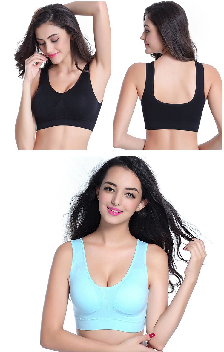 Breathable Black Women Active Bra Professional Absorb Sweat Top
