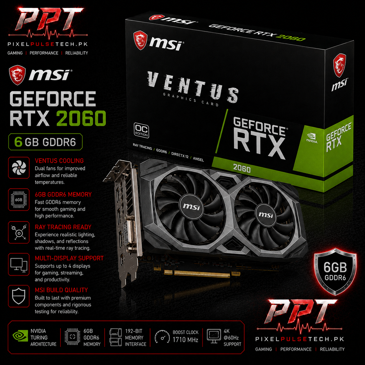 Rtx 2060 6GB 192Bit GDDR6 Graphic Card– PixelsPulseTech.pk