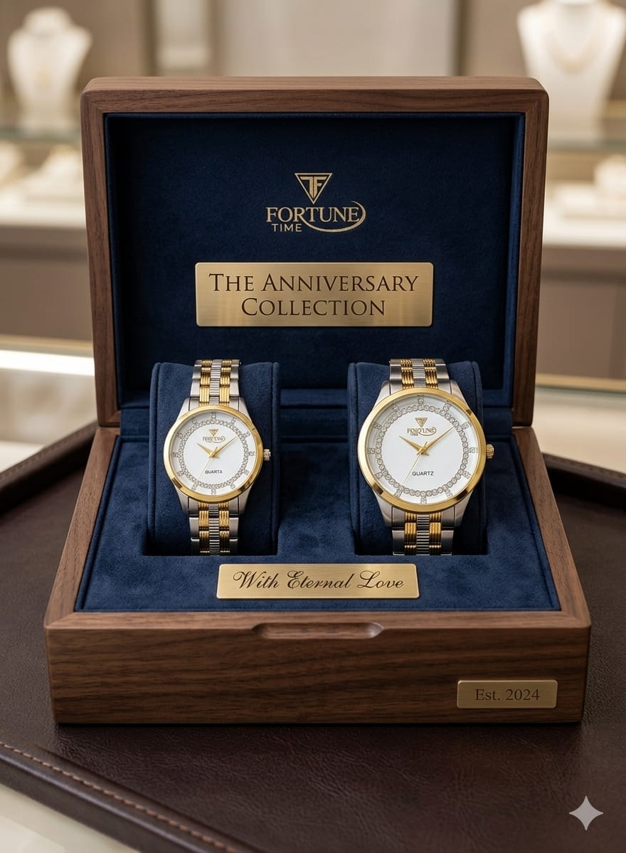 Couple Watches Set for Lovers 2 Pcs Two Tone Quartz Wristwatches for Men And Women
