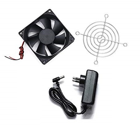 12V DC 4 Inch High Speed Cooling Fan - High Quality Computer Fan wIth 12V Adapter - Size: 92x92x25mm