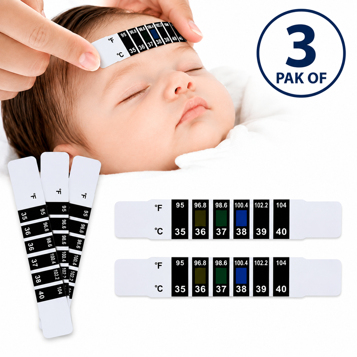 Thermometer flexible for Childrens/Forehead Thermometer Strips, Reusable Temperature Strips for Kids, Fever Strips,//igstore.pk
