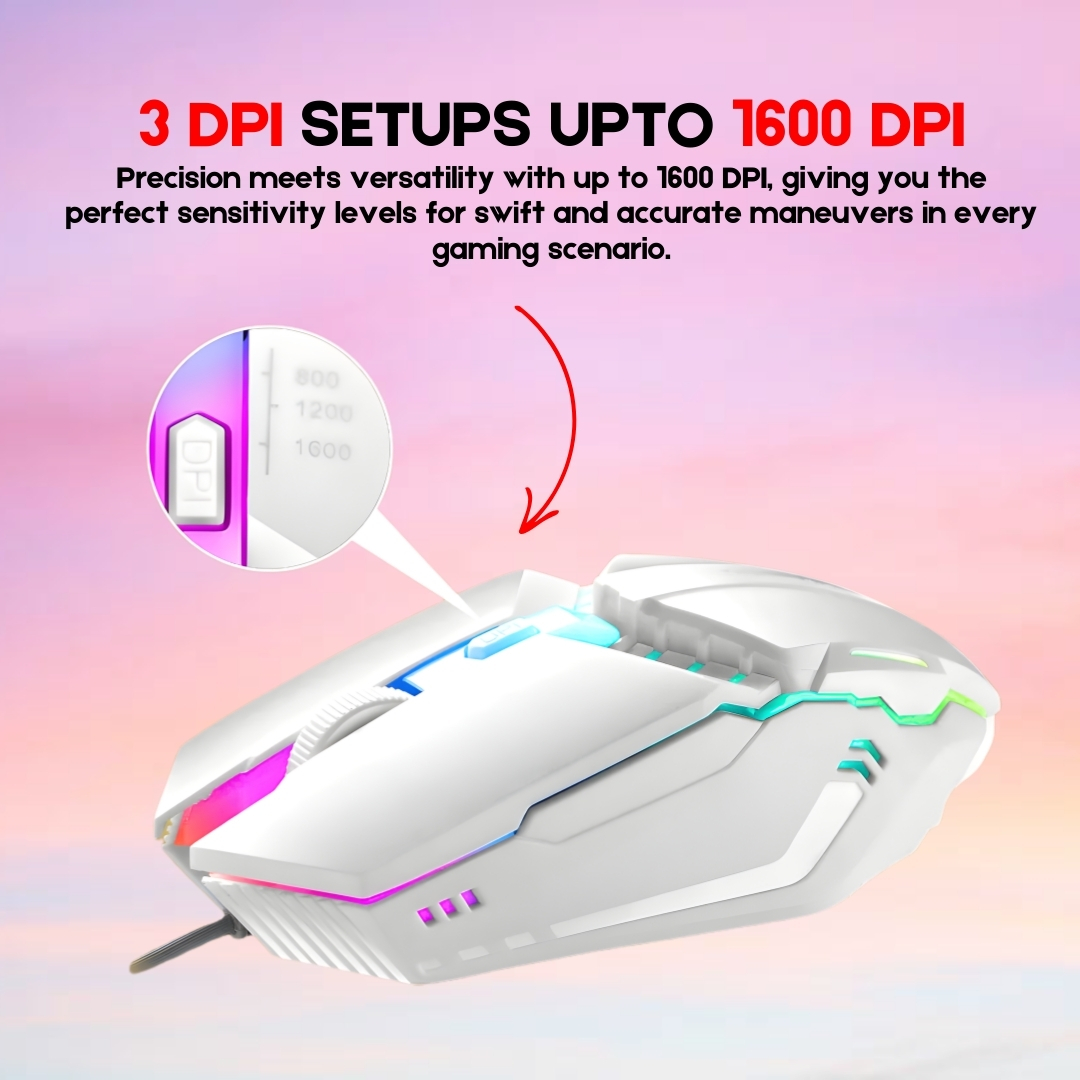 AMG2 Wired Premium RGB Gaming Mouse | Mechanical Design with Nylon Braided Cable & 3-Level DPI (600-1600) | Breathing RGB LED Glowing Optical Gamer Mouse for PC, Computer, Laptop | USB Esports Pro Gaming Setup - One Click-Pick