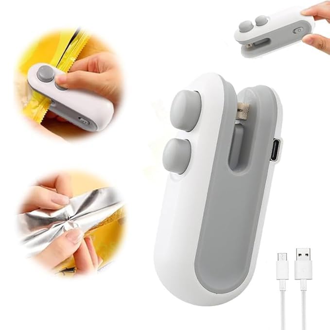 USB Rechargeable Chip Bag Sealer Heat Seal Tool, Portable Handheld Vacuum Food Sealer Bag Sealing Machine for Snacks and Vegetable Fresh Storage