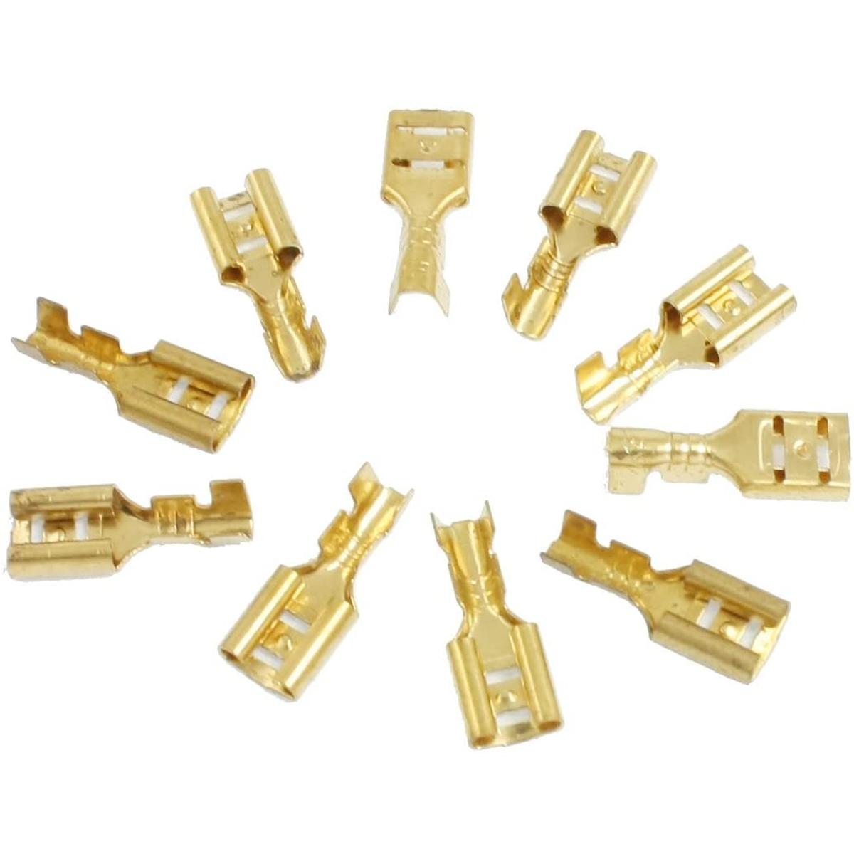 20 , 50 , 100 , 200 pcs 6 mm Electrical (Lex pin) Wire Cable Thimble Lugs Crimp Terminal Female Spade Thimble for Automobiles, Bike, Speaker, RO Water Purifier, Appliances, AC Wire Connector