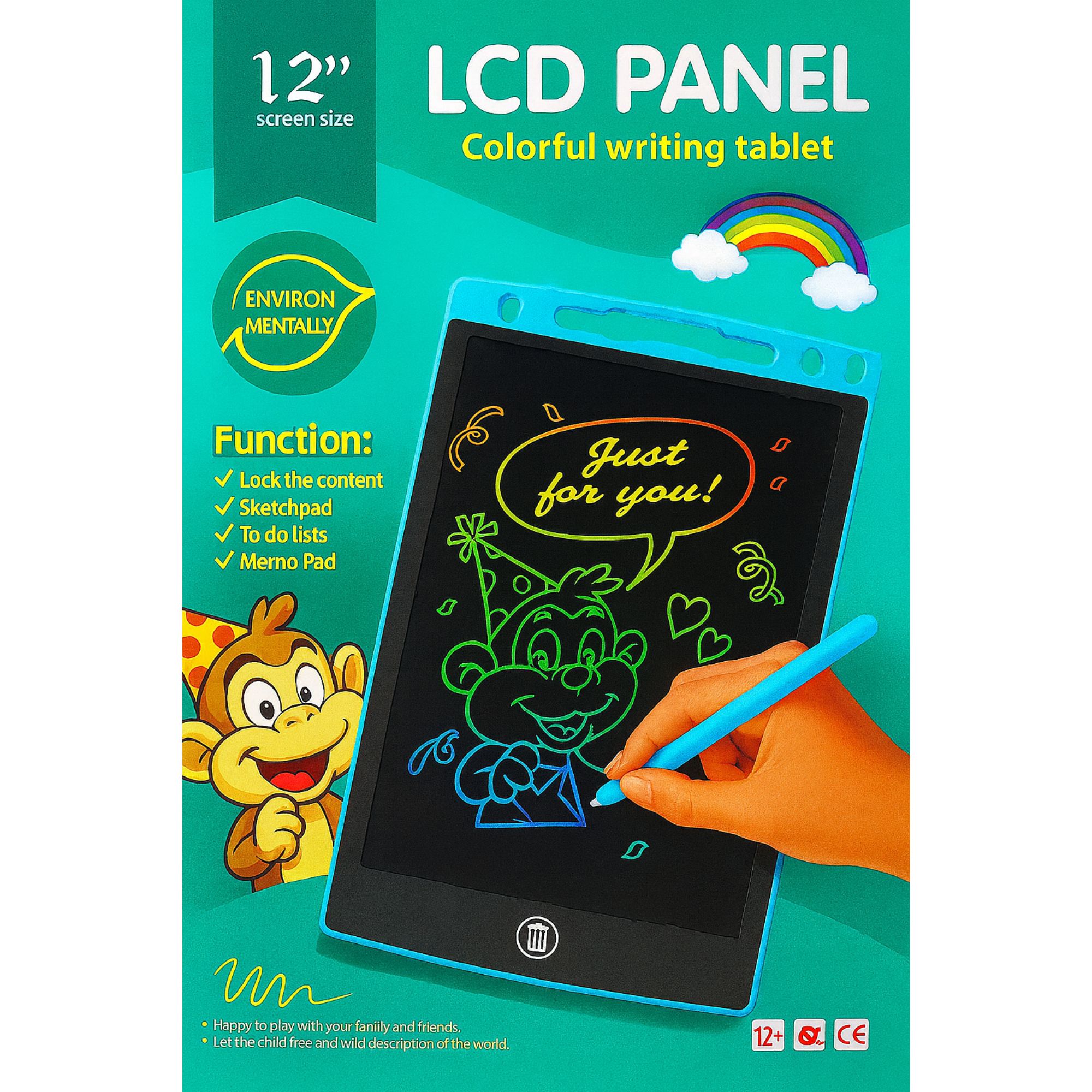 LCD Writing Tab Pad Up to 12 inch LCD Writing Tablet for Kids Toys Single and multi Color Erasable Digital Drawing Pad | Best Gift For Children Educational Learning ToyDoodle Drawing Tablet Pad, Toys for 3 4 5 6 7 8 Year Old Girls Boys Kids price in Pakistan