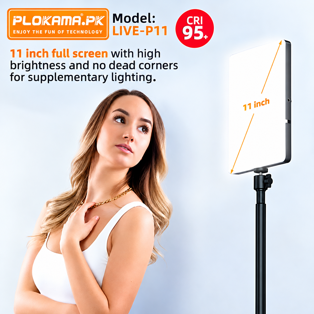 【Plokama】 P11 / U480 / U480 Pro Original LED Studio Lights with Plokama PK8899 2.1m Tripod Stand – Bi-Color / RGB Video Light, Photography Fill Light & Live Streaming Light for Vlogging, Makeup, Product Shoots & Online Classes