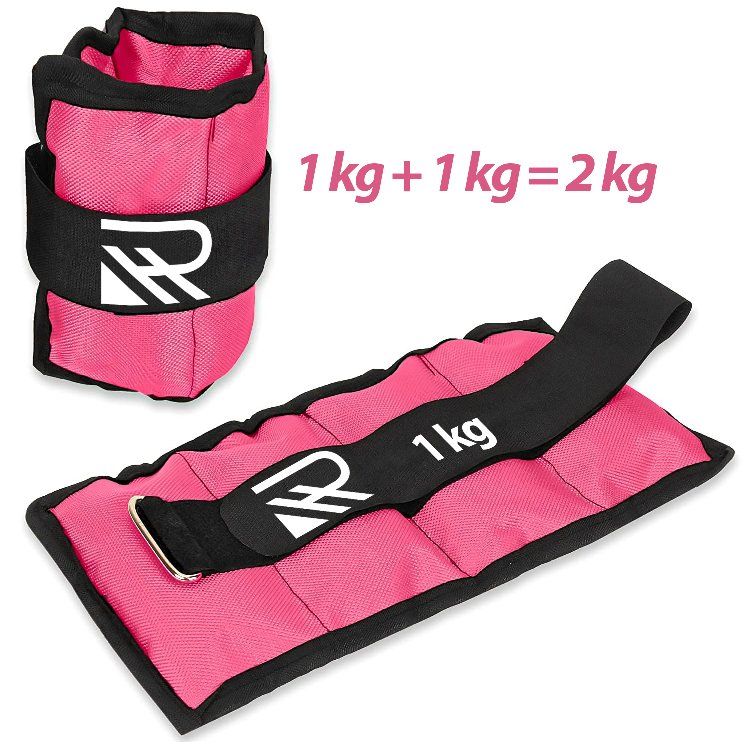 1 KG x 1 KG = 2 KG PAIR, PINK COLOUR, WRIST / ANKLE WEIGHTS PAIR, Weight Bearing Ankle wrist Strap Leg Strength Resistance Bands for Speed Training Running Exercise Workout Fitness Band