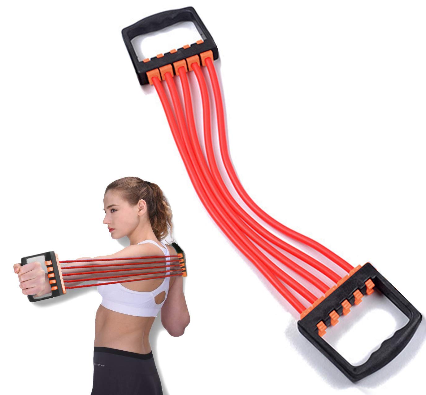 Adjustable 5-Spring Chest Expander Pull Stretcher Muscle Arm Strength  Training Gym Women Children