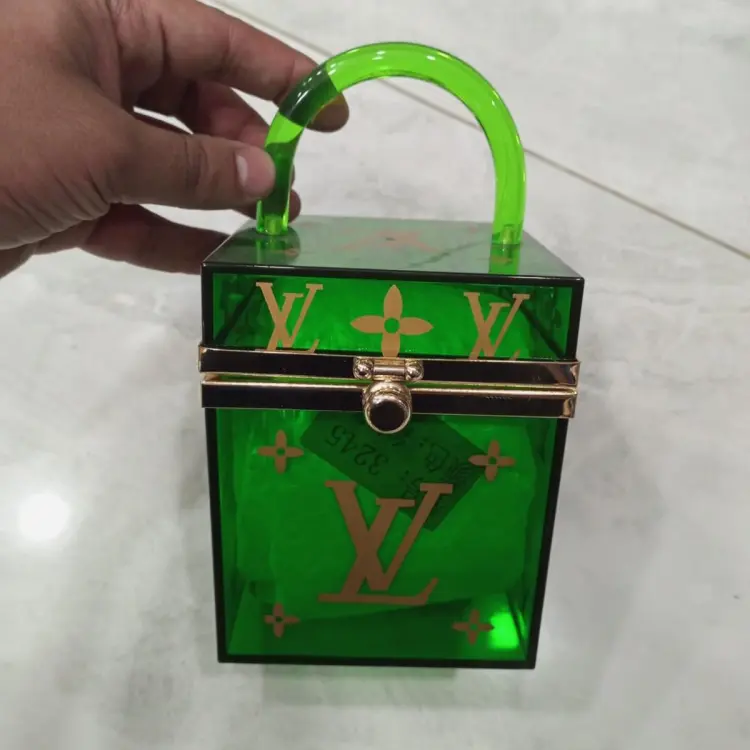 LV Acrylic Box Clutch Bag Clear Square Causal Handbag in Pakistan – Spunky  Mart