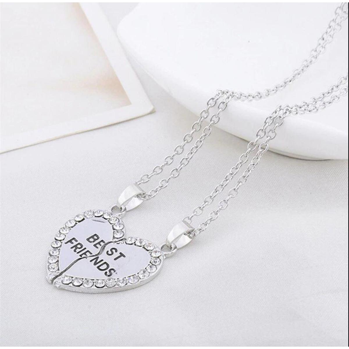Best Friend Necklace 2 Pieces Stitching Charming Broken Heart-shaped Women's Wholesale Forever Gold Silver Jewelry - PS
