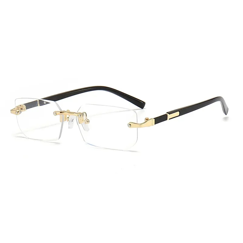Rimless Sunglasses Rectangle Fashion Popular Women Men Shades Small Square Sun Glasses For Female male Summer Traveling Oculos with box