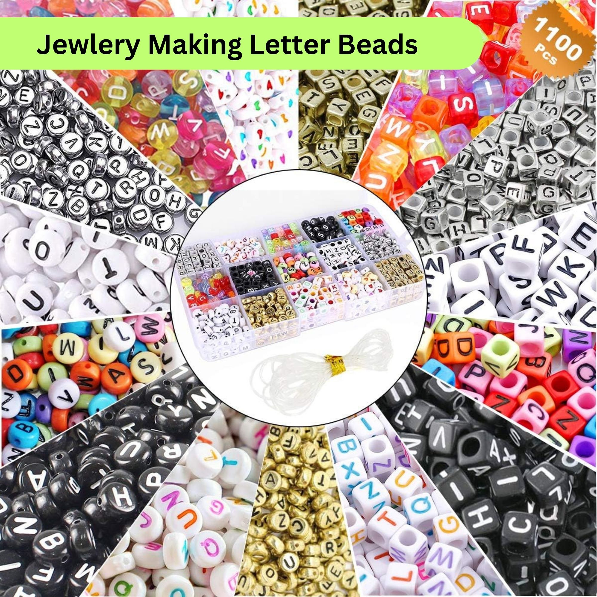 100 Pcs letters jewelry making alphabets Mix alphabets all designs beads ideal for arts and crafts jewelry making and bracelets jewelry making accessories jewelry making kit Alphabet Beads Flat Round White Letter Beads By - SAMS Collection