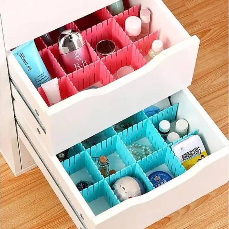 Pack of 4Pcs Plastic Organizer Storage Container with Adjustable