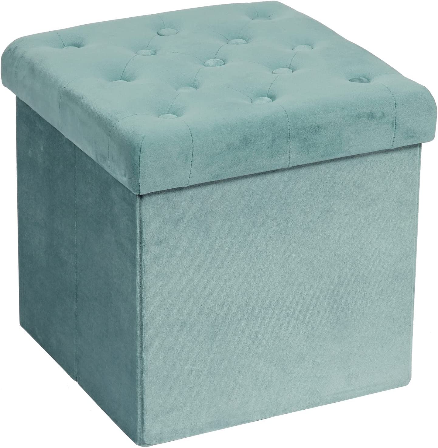 Green Velvet Ottoman Storage boxes Folding Stool Soft Cushion