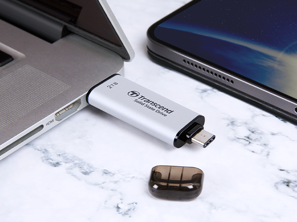 Transcend ESD310 2TB Type-C and USB 3.2 Portable SSD with Dual Connectors and Caps 19 c034e52e333f2598e91d5001a37d7abb