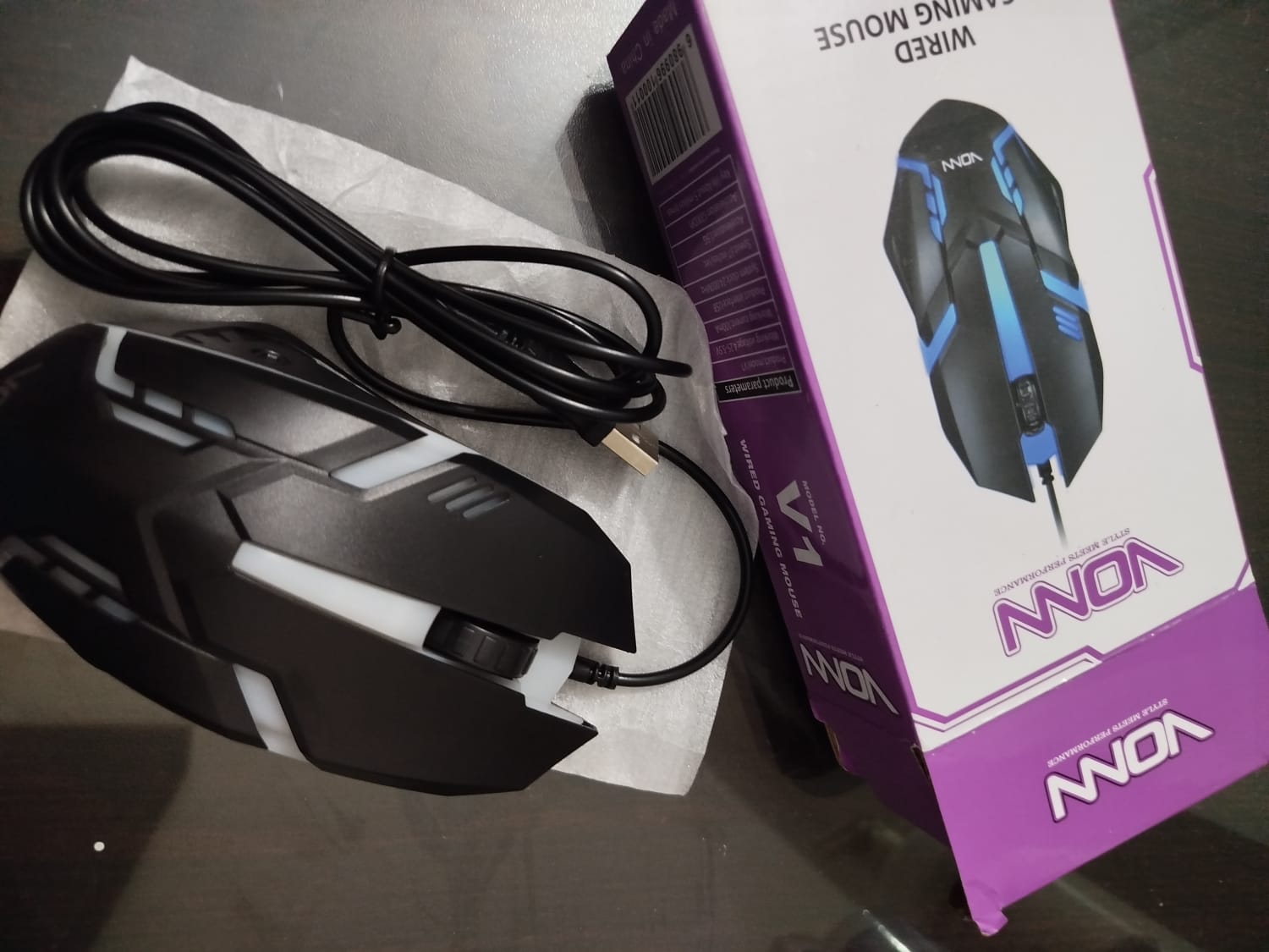 RGB Gaming Mouse Wired - LED Rainbow Light Breathing Mouse for Gaming with 1200 DPI for PC Laptop