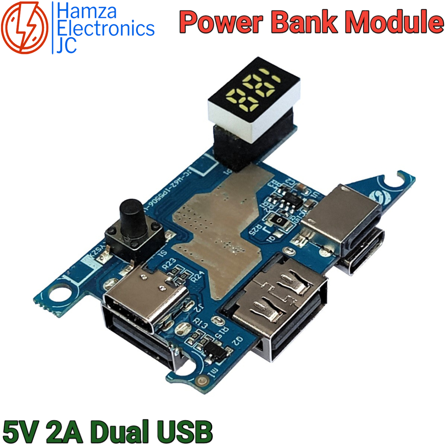Display LED Dual USB 10W Type-C USB Mobile Power Bank 18650 Charging Module