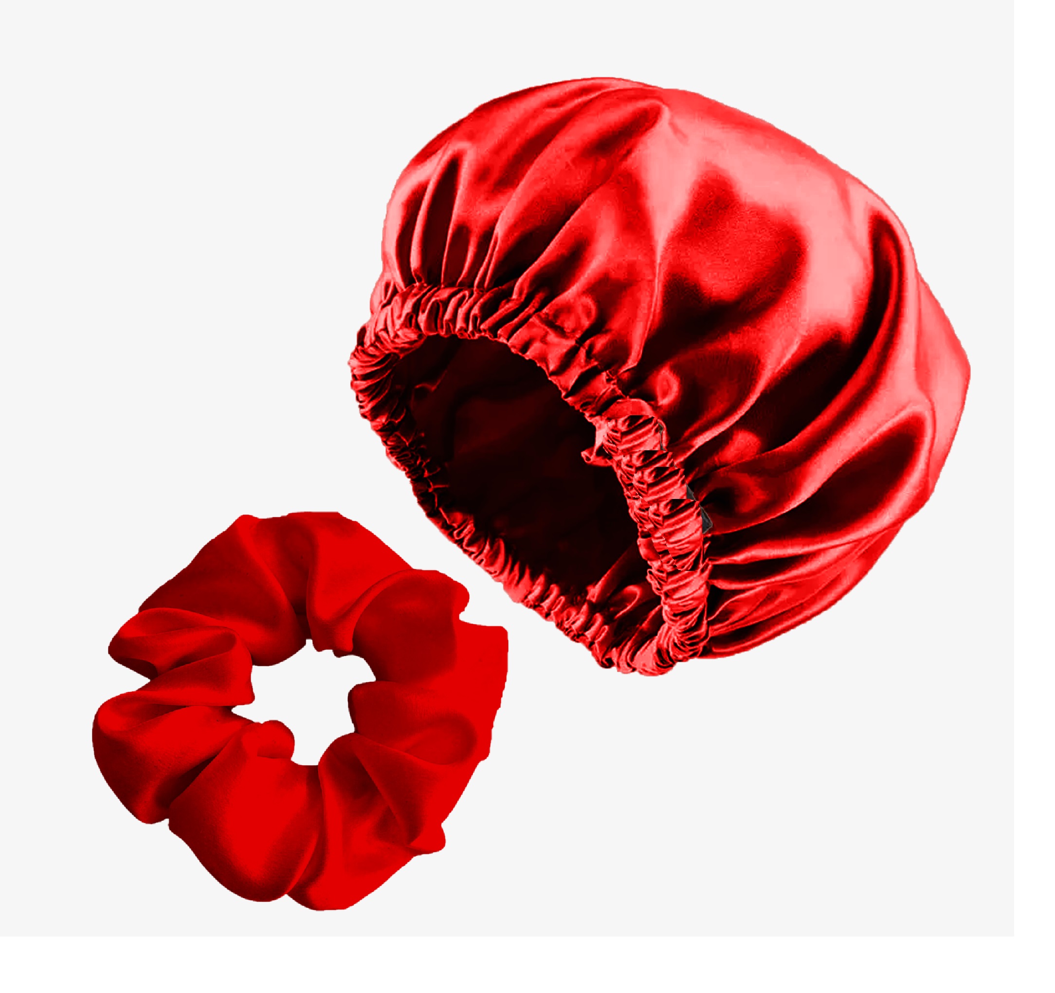 Bundle of 1x silk scrunchies & 1x silk bonnet/ Hair Bonnet Hat Head Cover Wide Band Adjust Elastic for girl/ PREMIUM Silk Satin Scrunchies