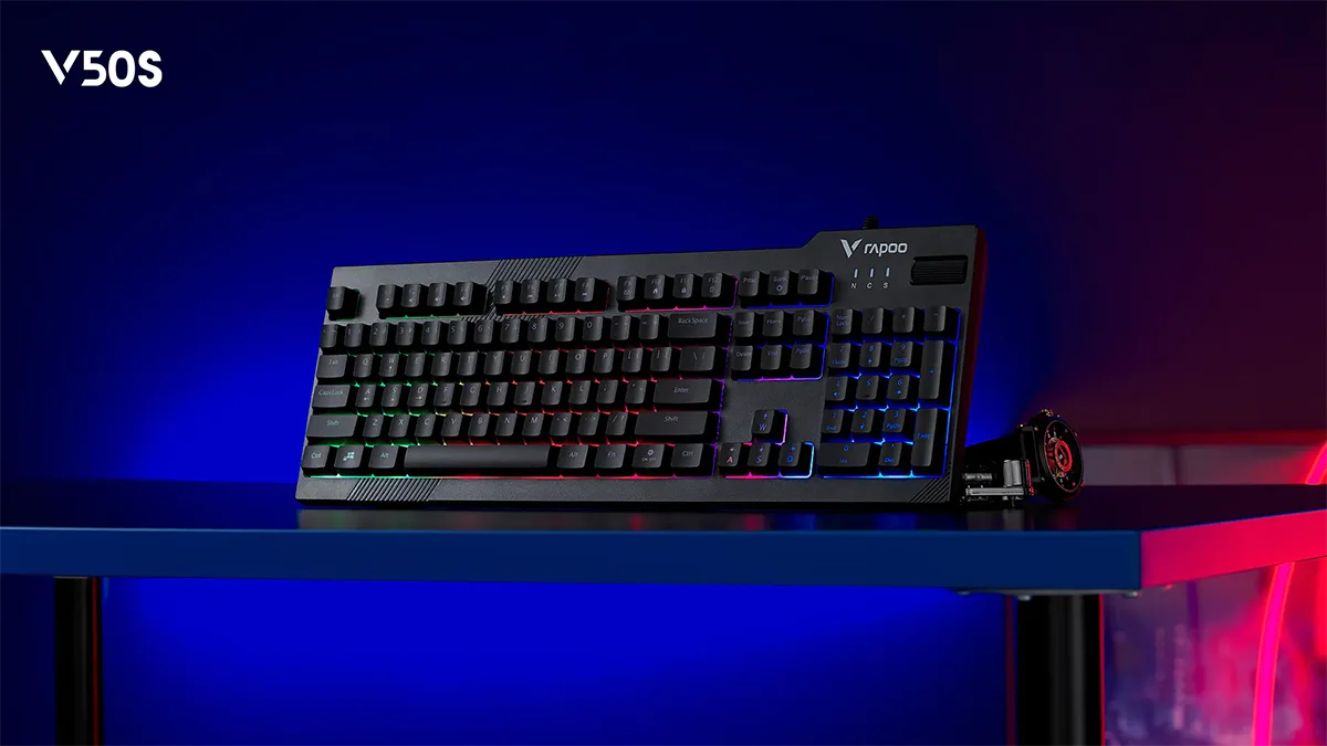 RAPOO V50S Backlit Membrane Wired Gaming Keyboard with Volume Rocker Full Size Black 10 c04e8f7b449acadd376d3dc42d12c128