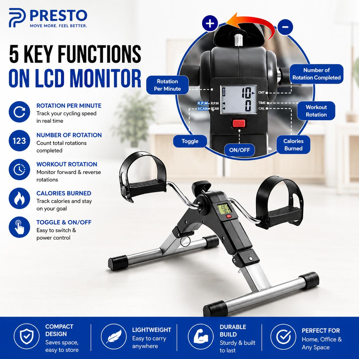 Easy Exerciser Cycle Pedal Machine For Fitness - Cardio Bike