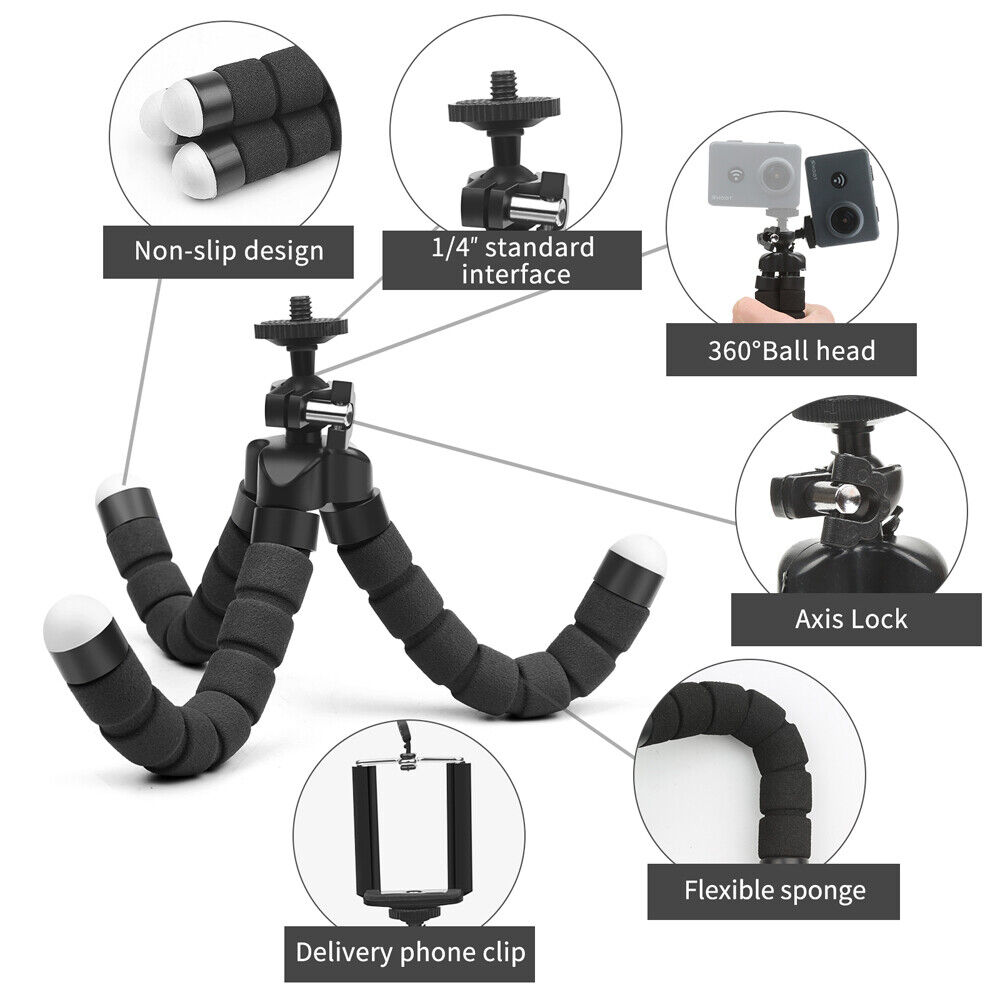 Octopus Mini Tripod 3 in 1 Flexible Universal Multi-Functional Octopus Flexible Tripod Stand for Digital Camera Mini Foldable Smartphone Holder