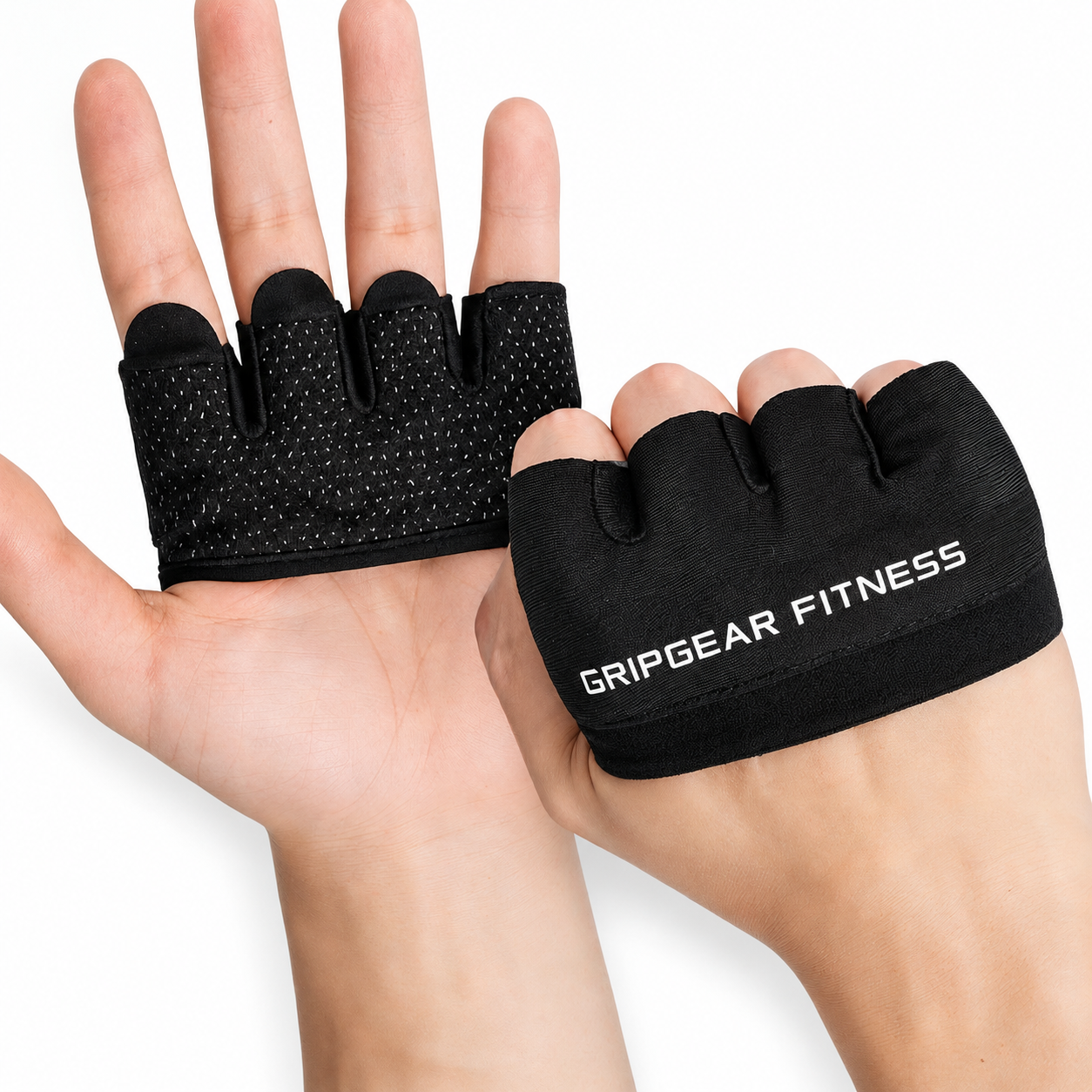 Finger Gloves for Men & Women, Non Slip Palm Grip Workout Gloves for gym, Breathable Weight Lifting Gloves for Gym, Dumbbell, Cycling, Training, Exercise & Fitness â€“ Black Pair
