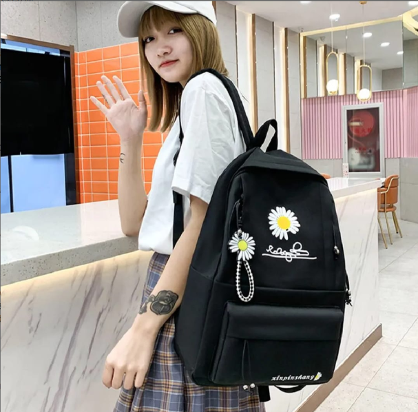 🎒Flower Design school backpack specially for Female girls women also for male female boys girls Children School Bags For Girls Boys PREMIUM SchoolBag Fashion Kids Backpack Teenager Rucksack Cute backpack  Stylish Canvas Backpack Set  Girls Backpack Set 4