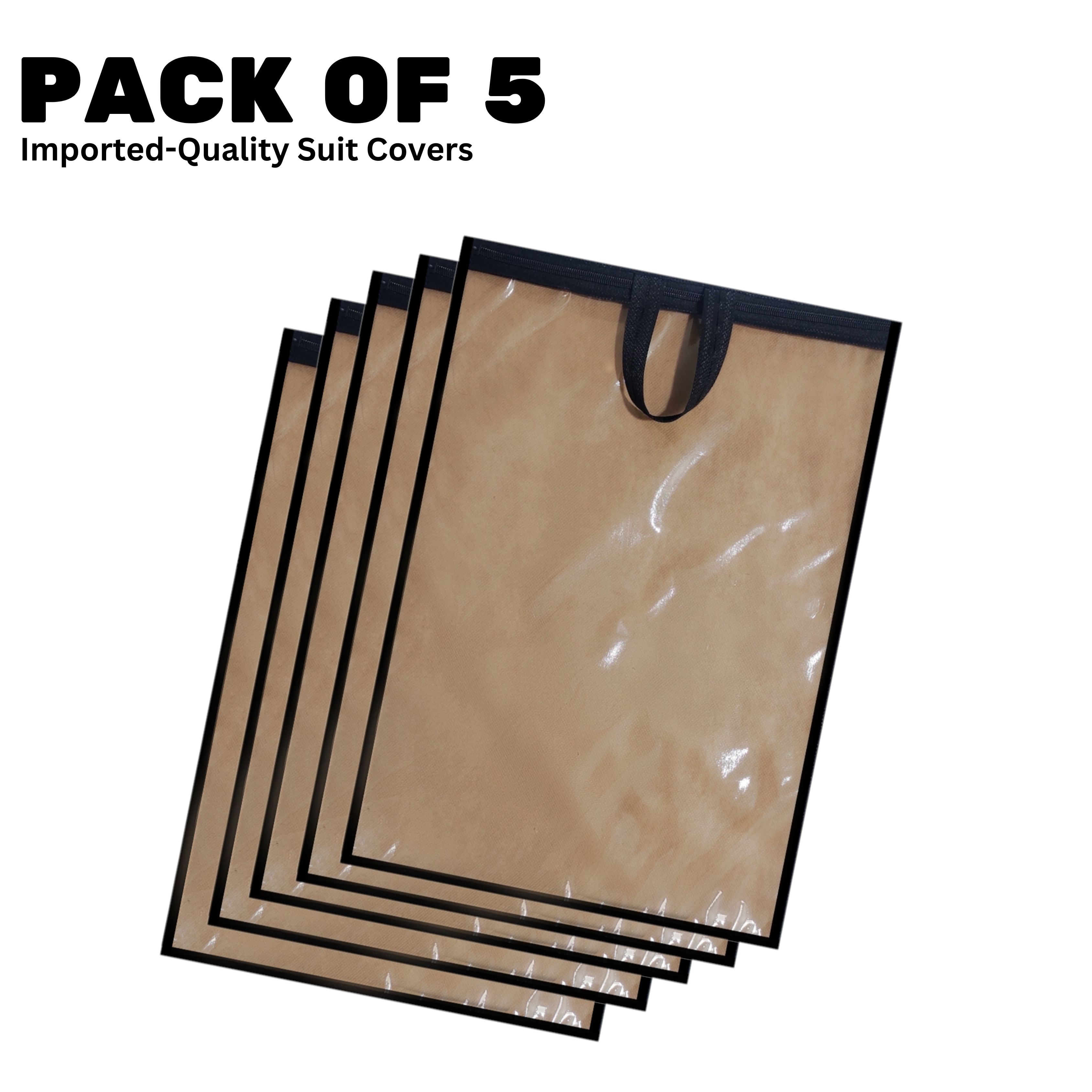 Pack of 5 Dust-Proof Suit Covers,Premium Quality Suit Covers With Zipper,Dress Covers Water-Proof,Garment Bags,Cloth Protector Bags,Wardrobe Organizers