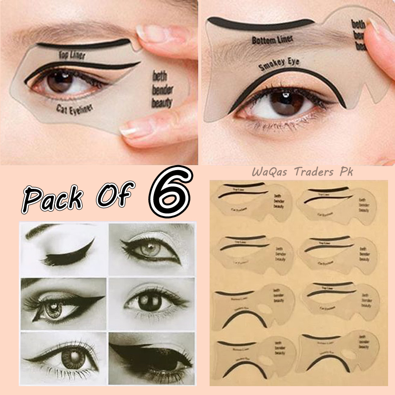 6 Pcs Stencils For Perfect Cat Eye & Smokey Eyes |  Perfect Makeup Tool for Beginners | 6 Pcs Makeup Essentials | Eyeliner & Smokey Eye Stencils (6 Pcs) – Perfect Cat Eye Makeup Tools | Perfect Cat Eye & Smokey Eyes Stencils